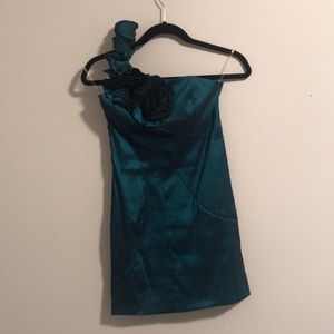 Teal One Strap Mini Dress